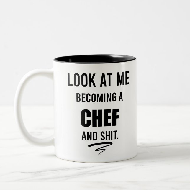 Funny Cooking Geschenk für Koch Funny Koch Shirt Zweifarbige Tasse (Links)