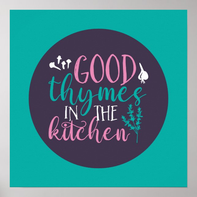 Funny Cooking gute Thymnen in der Küche Retro Kuns Poster (Vorne)