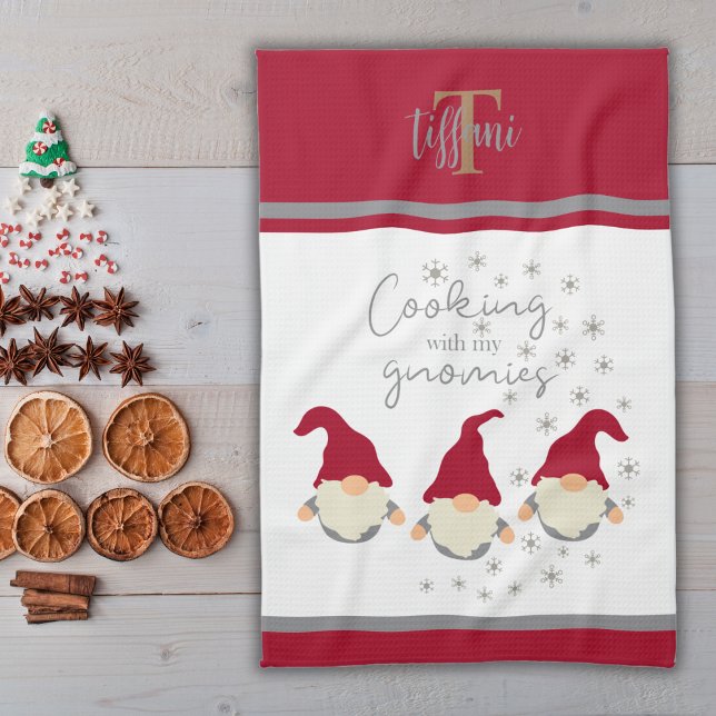 Funny Cooking mit meinem Gnomies Holidays Design Geschirrtuch (Von Creator hochgeladen)