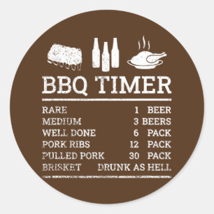 Funny Cooking Timer Barbecue Meat Smoker Runder Aufkleber