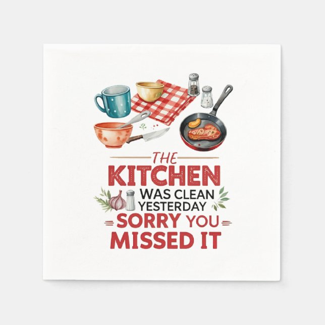 Funny Cooking Zitat mit Utensid Serviette (Vorderseite)
