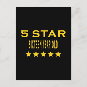 Funny Cool 16th Birthdays : Five Star Sixteen Postkarte