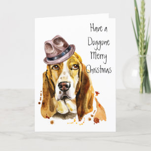 Funny Cool Basset Hound mit Fedora Hat Feiertagskarte