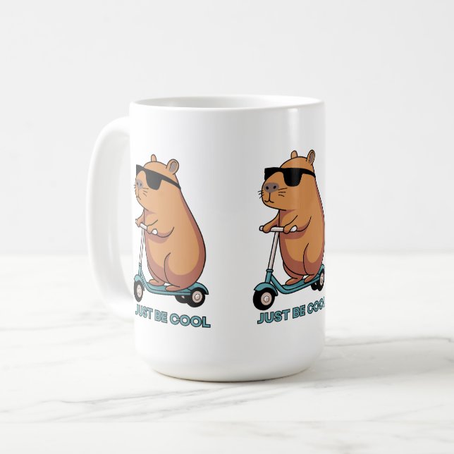 Funny Cool Capybara Scooter Vibes Mug Kaffeetasse (Vorderseite Links)