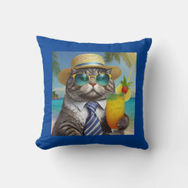 Funny Cool Cat and Tropical Drink Kissen