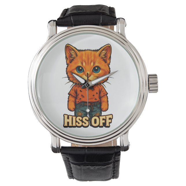 Funny Cool  Cat Quote Tee Armbanduhr (Vorderseite)