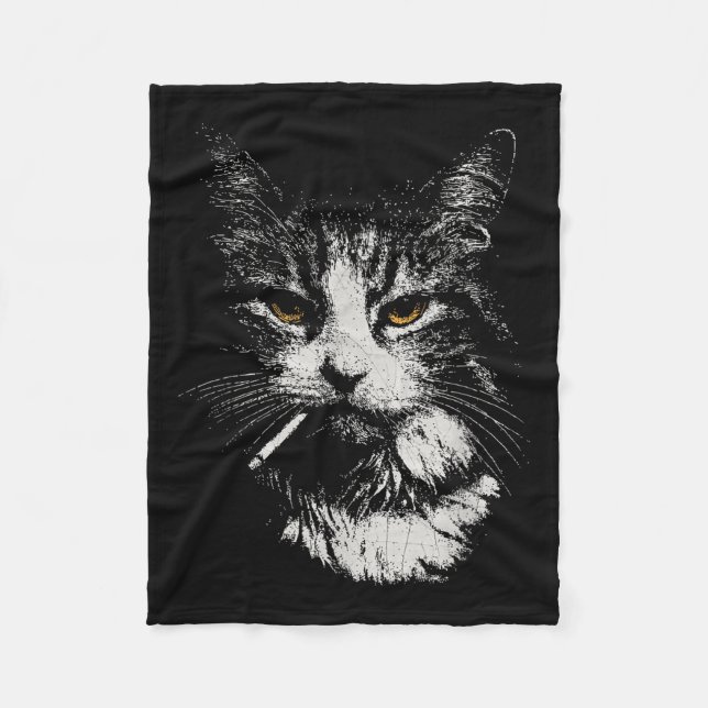 Funny Cool Cat Smoking Funny Meme Cigarette Cat Ga Fleecedecke (Vorderseite)
