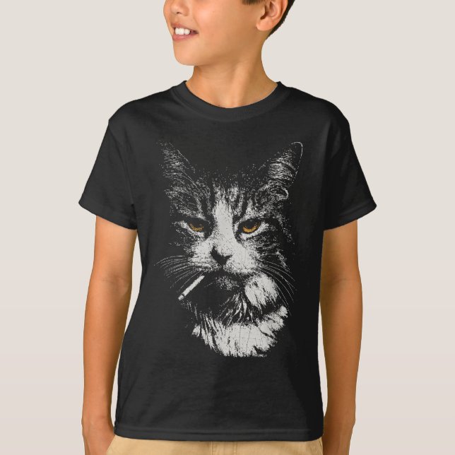 Funny Cool Cat Smoking Funny Meme Cigarette Cat Ga T-Shirt (Vorderseite)