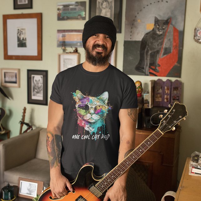Funny Cool Cat Vater Kitty mit Sonnenbrille T-Shirt (Von Creator hochgeladen)