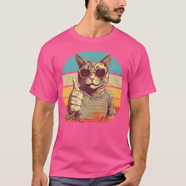 Funny Cool Cat With Sunglasses Thumbs Up Sunglasse T-Shirt (Vorderseite)