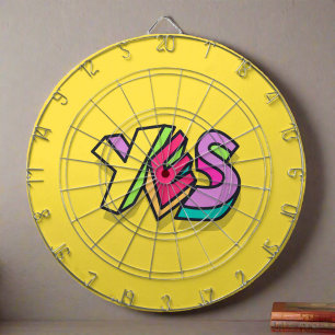 Funny Cool Colorful "YES" Bold gelb Trendy Sport Dartscheibe