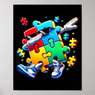 Funny Cool Dabbing Puzzle Piece Autismus Bewusstse Poster