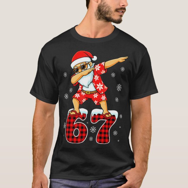 Funny Cool Dabbing Santa Hawaii 67 Meme Christmas  T-Shirt (Vorderseite)