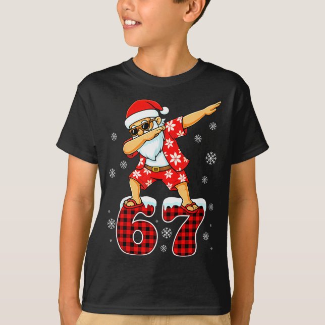 Funny Cool Dabbing Santa Hawaii 67 Meme Christmas  T-Shirt (Vorderseite)