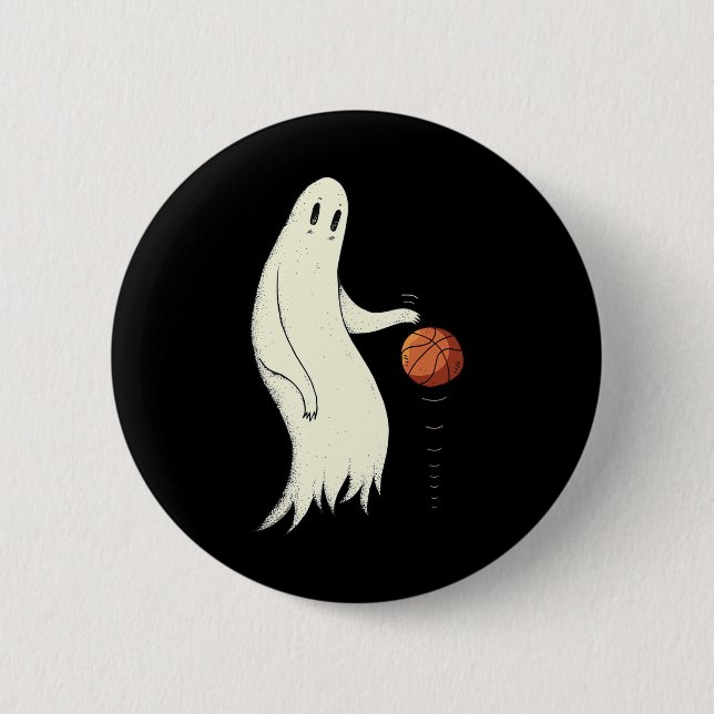 Funny Cool Ghost Dribbling Sketll - Halloween Sket Button (Vorderseite)