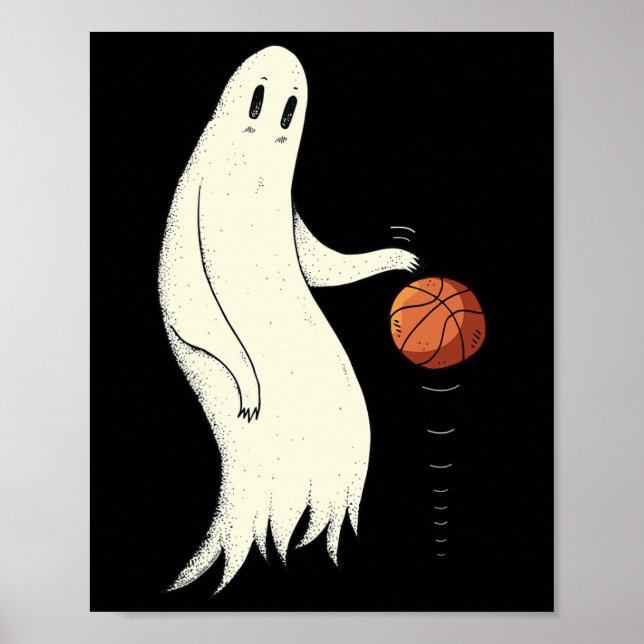 Funny Cool Ghost Dribbling Sketll - Halloween Sket Poster (Vorne)