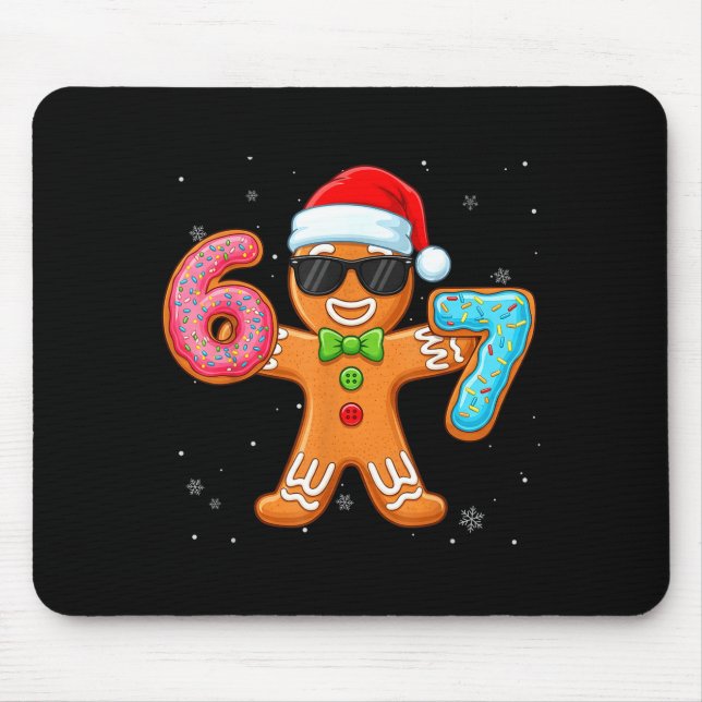 Funny Cool Gingerbread Six Seven 67 Ice Cream Drip Mousepad (Vorne)