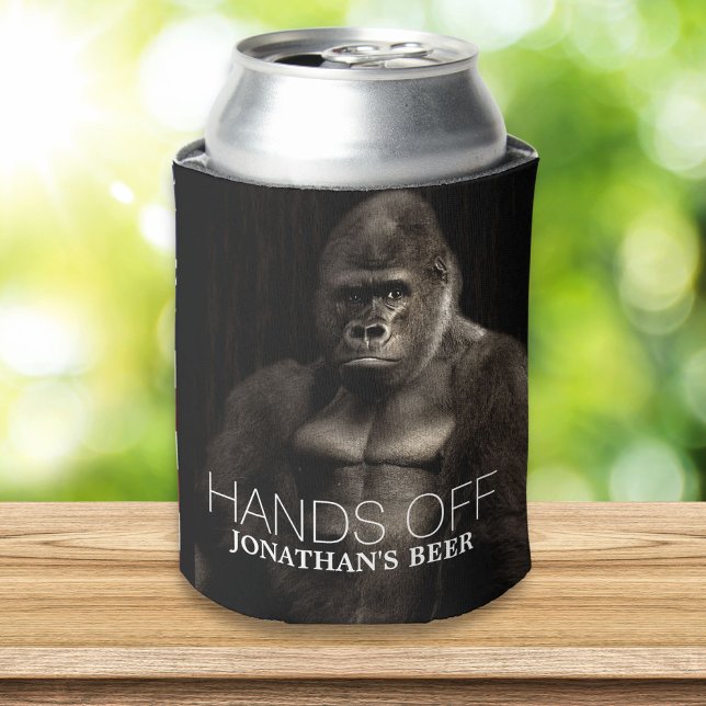 Funny Cool Gorilla "Hands off" deinen Namen Ber Dosenkühler (Von Creator hochgeladen)
