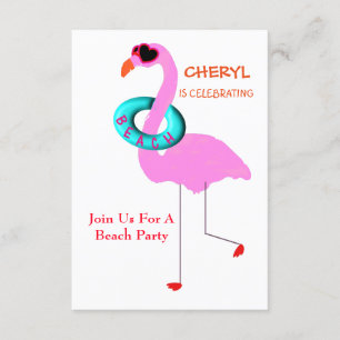 Funny Cool in Shades Pink Flamingo Beach Party Einladung