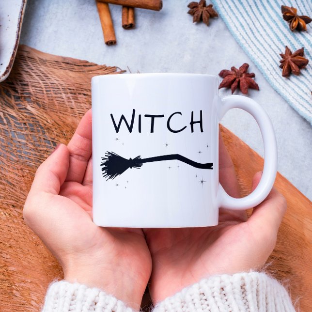 Funny Cool Minimal Hexenkupplung Couple Zweifarbige Tasse (cool funny witch halloween cup)