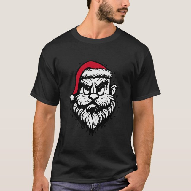 Funny cool Santa face Christmas Hipster  T-Shirt (Vorderseite)