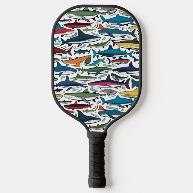Funny Cool Shark Print Abstrakt Pickleball Schläger (Vorderseite)