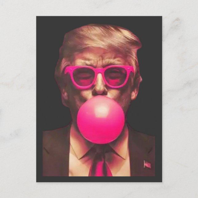 Funny Cool Trump Bubble Gum Pink Postkarte (Vorderseite)
