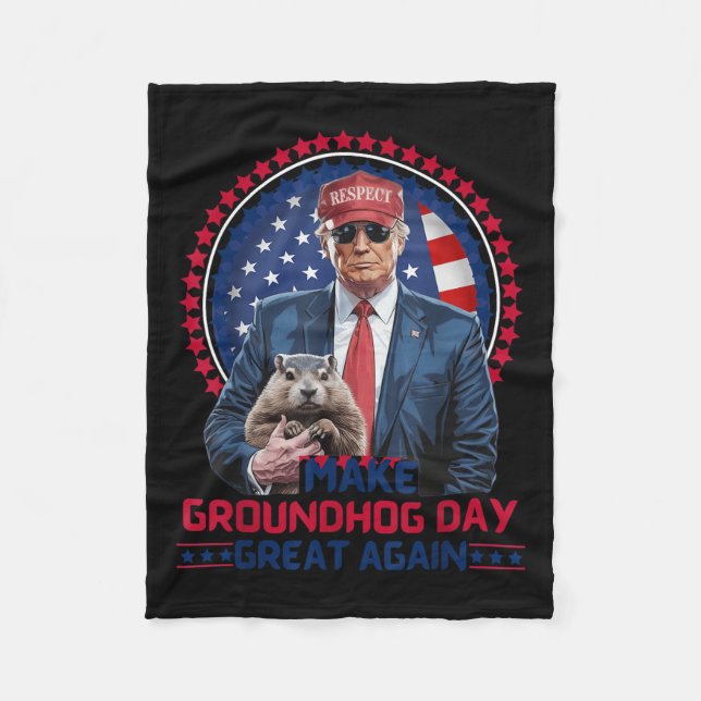 Funny Cool Trump Groundhog macht Groundhog Day Gre Fleecedecke (Vorderseite)