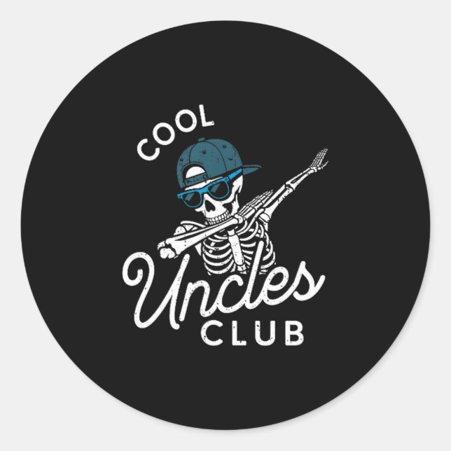 Funny Cool Uncles Club Shirt Funny Skeleton Uncle  Runder Aufkleber (Vorderseite)