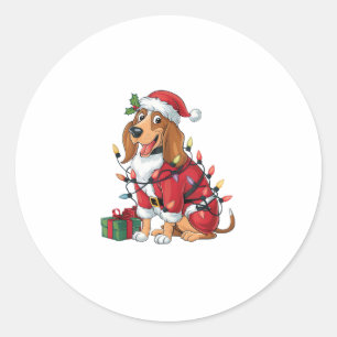 Funny Coonhound Xmas Lighting Santa Coonhound Hund Runder Aufkleber