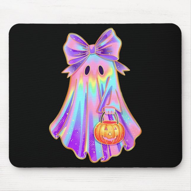 Funny Coquette Bow Ghost Pumpkin Halloween Soky Se Mousepad (Vorne)