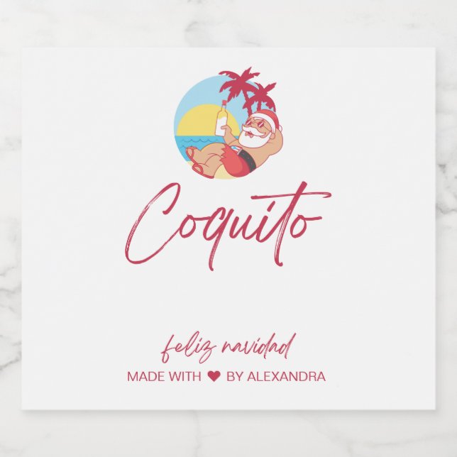 Funny Coquito Set für Lebensmittel und Getränke Alkoholflaschenetikett (Einzelnes Label)