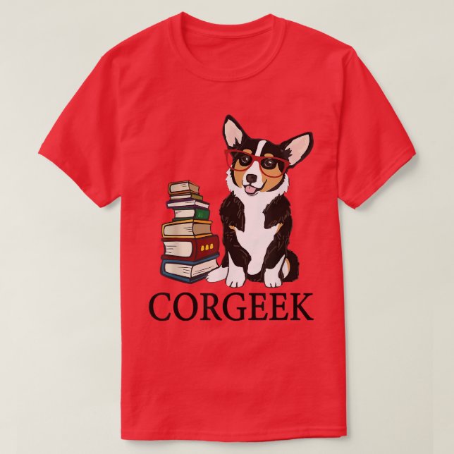 Funny Corgeek Corgi Dog liebt Buchlesen Geek C T-Shirt (Design vorne)