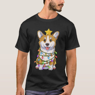 Funny Corgi Christmas Tree Lights Geschenk Weihnac T-Shirt