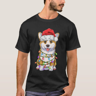 Funny Corgi Christmas Tree Lights Geschenk Weihnac T-Shirt