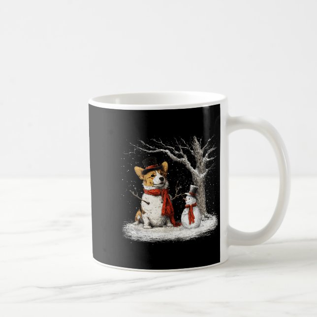 Funny Corgi Dog In The Snow Tree Christmas Winter  Kaffeetasse (Rechts)