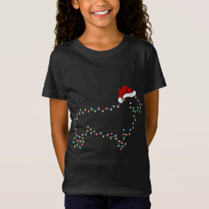 Funny Corgi Dog Xmas Lighting Weihnachtsmannmütze T-Shirt