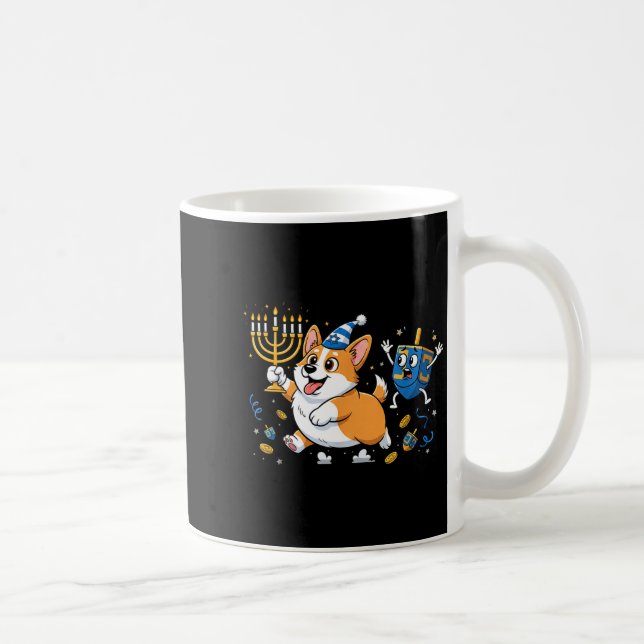 Funny Corgi Dreidel Menorah Hanukkah Kids Womens M Kaffeetasse (Rechts)