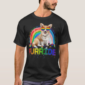 Funny Corgi Gay Pride Rainbow Sunglasses LGBTQ T-Shirt