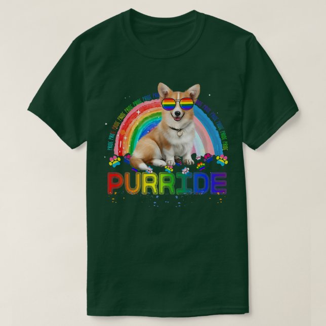 Funny Corgi Gay Priderainbow Sunglasses Lgbtq706 T-Shirt (Design vorne)