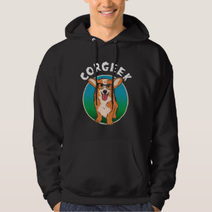 Funny Corgi Geek Corgeek Buch Design Grafik 30 Hoodie