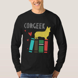 Funny Corgi Geek Corgeek Buchdesign Print T-Shirt