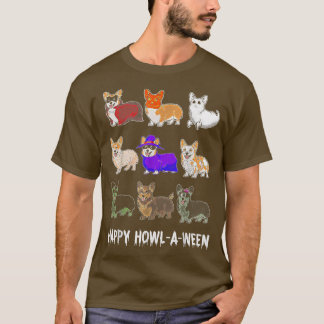 Funny Corgi Hund Halloween Happy Howl O Ween -1034 T-Shirt
