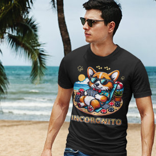 Funny Corgi Hund Incorgnito Poker T-Shirt