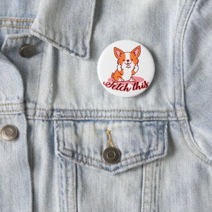 Funny Corgi Hund Middle Finger holt das Button