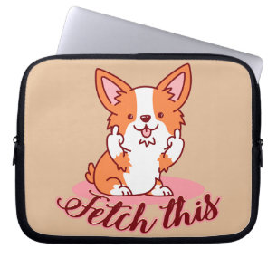 Funny Corgi Hund Middle Finger holt das Laptopschutzhülle