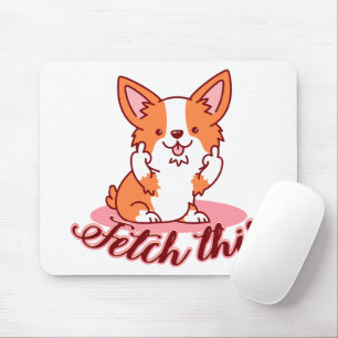 Funny Corgi Hund Middle Finger holt das Mousepad