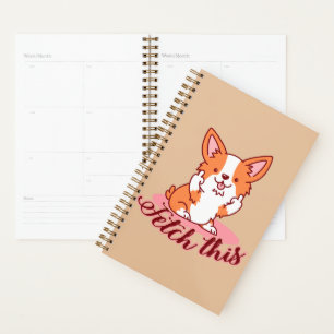 Funny Corgi Hund Middle Finger holt das Planer