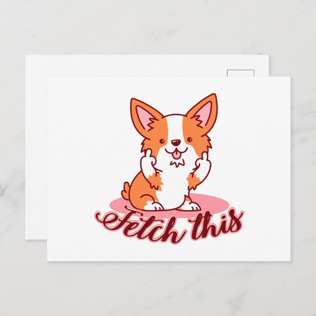 Funny Corgi Hund Middle Finger holt das Postkarte (Vorne/Hinten)