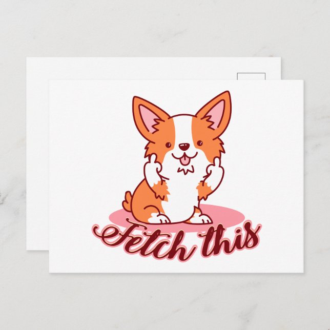 Funny Corgi Hund Middle Finger holt das Postkarte (Vorne/Hinten)